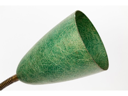 Vintage Fiberglass And Brass Double Gooseneck Adjustable Table Lamp