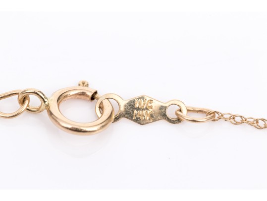 14k Yellow Gold Retro Diamond Set Heart Pendant, App. 0.04 TCW, With Chain