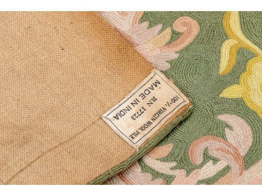 Indian Chain-stitch Wool Carpet, 5'-9 1/2