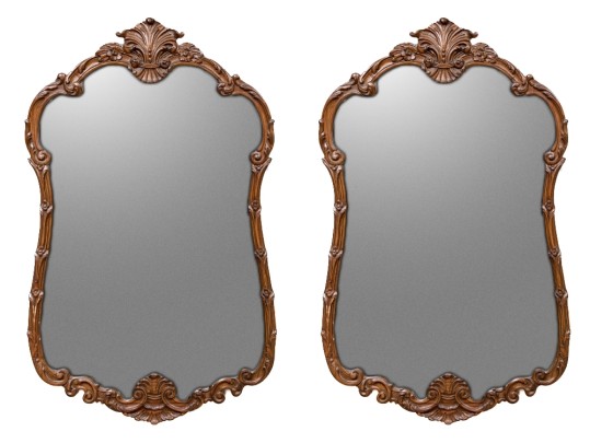 Pair Of Vintage French Style Carved Wood Mirorrs