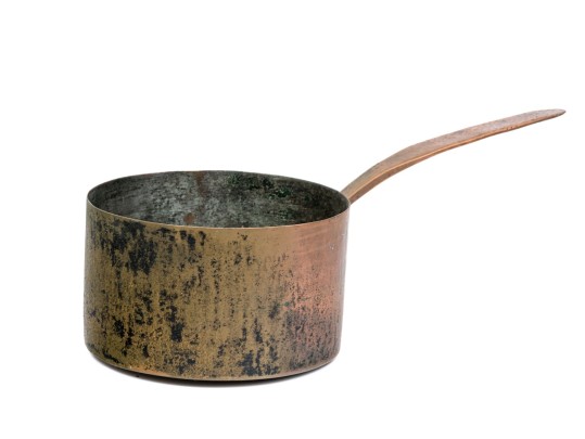 Antique Copper Sauce Pot With Solid Copper Handle