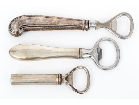 Group Of Three Vintage Sterling Silver Handled Bottle Openers