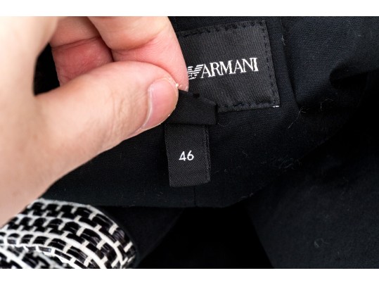 Emporio Armani Unusual Woven Skirt Suit; Size 46 Blazer, Size 48 Skirt