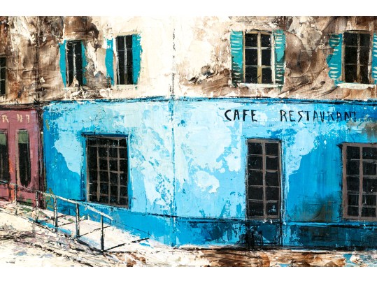 Manuel Monton Bunuel (Spain, B. 1940) Oil On Canvas, French Village Street Scene