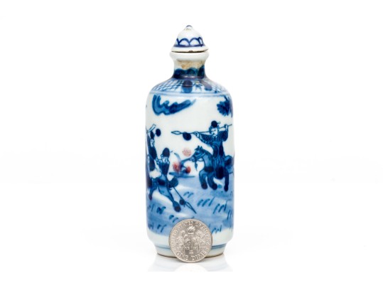 Chinese Blue And White Porcelain Snuff Bottle With Stopper