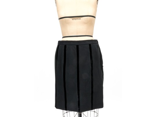 Valentino Miss Valentino Black Wool And Velvet Jacket And Skirt Suit, Size 16