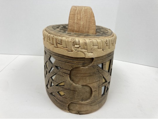 Signed Ukrainian Bent And Pierced Oval Birch Box