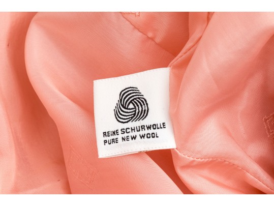 Escada, Margaretha Ley Vintage Vibrant Pink And Cream Wool Button Front Blazer, Size 38