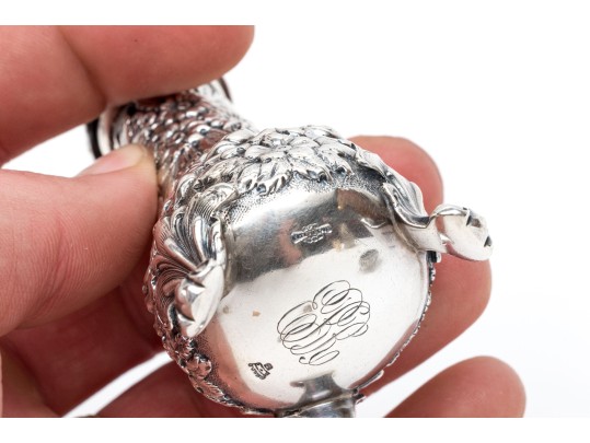 American High Relief Sterling Silver Salt With Spoon And Caster, 3.16 Ozt.