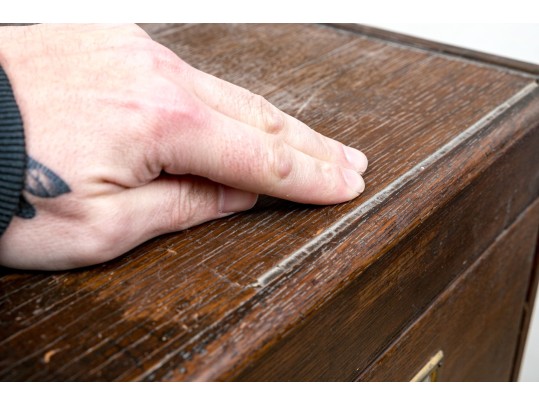 Vintage Wood And Brass File Cabinet - For Upcycle