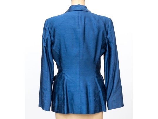 Ralph Lauren Purple Label Beautiful Blue Silk Blazer, Size 10