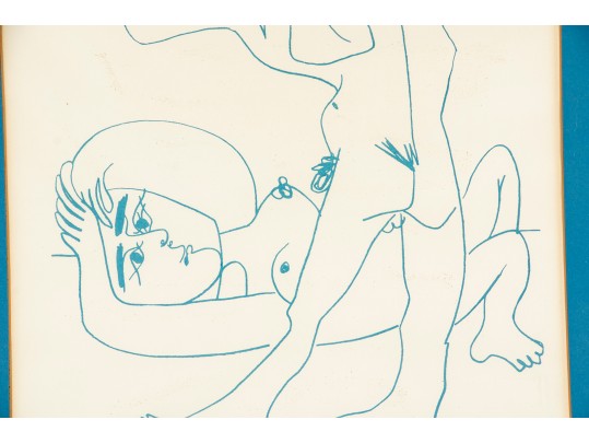 Picasso 1967 Limited Edition Lithograph, Flute Player And Female Nude For Restoration