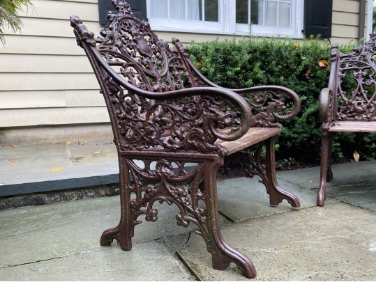 Pair Of Cast Iron Neoclassical Armchairs