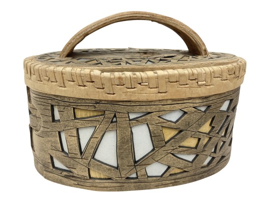 Signed Ukrainian Bent And Pierced Oval Birch Box