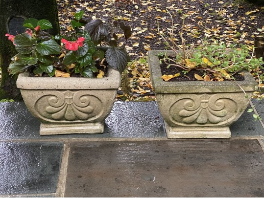 Pair Of Cast Cement Neoclassical Style Square Planters
