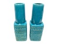 Pair Of Tozai Turquoise Crackle Glaze Vases