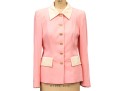 Escada, Margaretha Ley Vintage Vibrant Pink And Cream Wool Button Front Blazer, Size 38