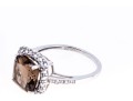 Contemporary 10K White Gold And Smoky Quartz Ring, Size 7.25