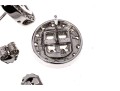 Sterling Silver Distinctive High Polished Round Flat Button Earring With Princess Cut And Round CZ's
