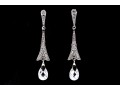 Sterling Silver Graceful Briolette Pendant Earrings Set With Round Brilliant Cut CZ Stones