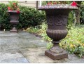 A Fine Pair Of Classical Cast Iron Campana Footed Urn Planters