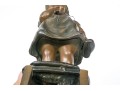 After Juan Clara Adorable Bronze Patinated Sculpture Of A Child Standing On A Stool