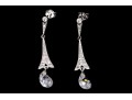 Sterling Silver Graceful Briolette Pendant Earrings Set With Round Brilliant Cut CZ Stones