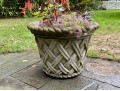 Cast Cement Basket Weave Pattern Planter 