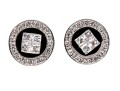 Sterling Silver Distinctive High Polished Round Flat Button Earring With Princess Cut And Round CZ's