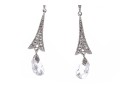 Sterling Silver Graceful Briolette Pendant Earrings Set With Round Brilliant Cut CZ Stones