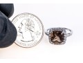 Contemporary 10K White Gold And Smoky Quartz Ring, Size 7.25