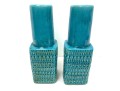 Pair Of Tozai Turquoise Crackle Glaze Vases