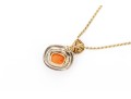 Sterling Silver And 14k Chunky Carnelian Pendant, With Sterling Chain