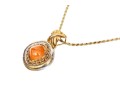 Sterling Silver And 14k Chunky Carnelian Pendant, With Sterling Chain