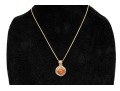 Sterling Silver And 14k Chunky Carnelian Pendant, With Sterling Chain