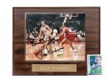 Phil Simms Autographed NY Giants Card, With Autographed John Paxson Photograph