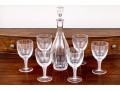 Crystal Decanter With Stopper And Six Hand-Blown Double Helix Stemmed Goblets