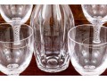 Crystal Decanter With Stopper And Six Hand-Blown Double Helix Stemmed Goblets