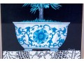 Linda Spivey Pair Of Prints, Still Lives Of Blue And White Planters With Trees And Lace Work, 2007