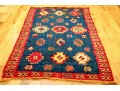 Caucasian Kazak Style Knotted Wool Area Rug, 7'6