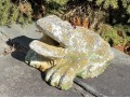 Cast Stone Garden Statue Of A Frog With Red Glass Eyes