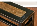 Chinese Style Wooden Bench With Decorative Faux Woven Panel