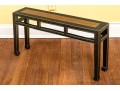 Chinese Style Wooden Bench With Decorative Faux Woven Panel