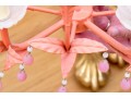 Colorful Tole Chandelier With Pink Prisms