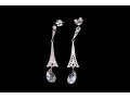 Sterling Silver Graceful Briolette Pendant Earrings Set With Round Brilliant Cut CZ Stones