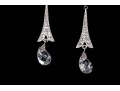 Sterling Silver Graceful Briolette Pendant Earrings Set With Round Brilliant Cut CZ Stones