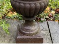 A Fine Pair Of Classical Cast Iron Campana Footed Urn Planters
