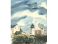 John D. Boyington (Am. 20th C.) Pemaquid Point, Maine. Lighthouse Watercolor