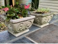 Pair Of Cast Cement Neoclassical Style Square Planters