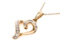 14k Yellow Gold Retro Diamond Set Heart Pendant, App. 0.04 TCW, With Chain